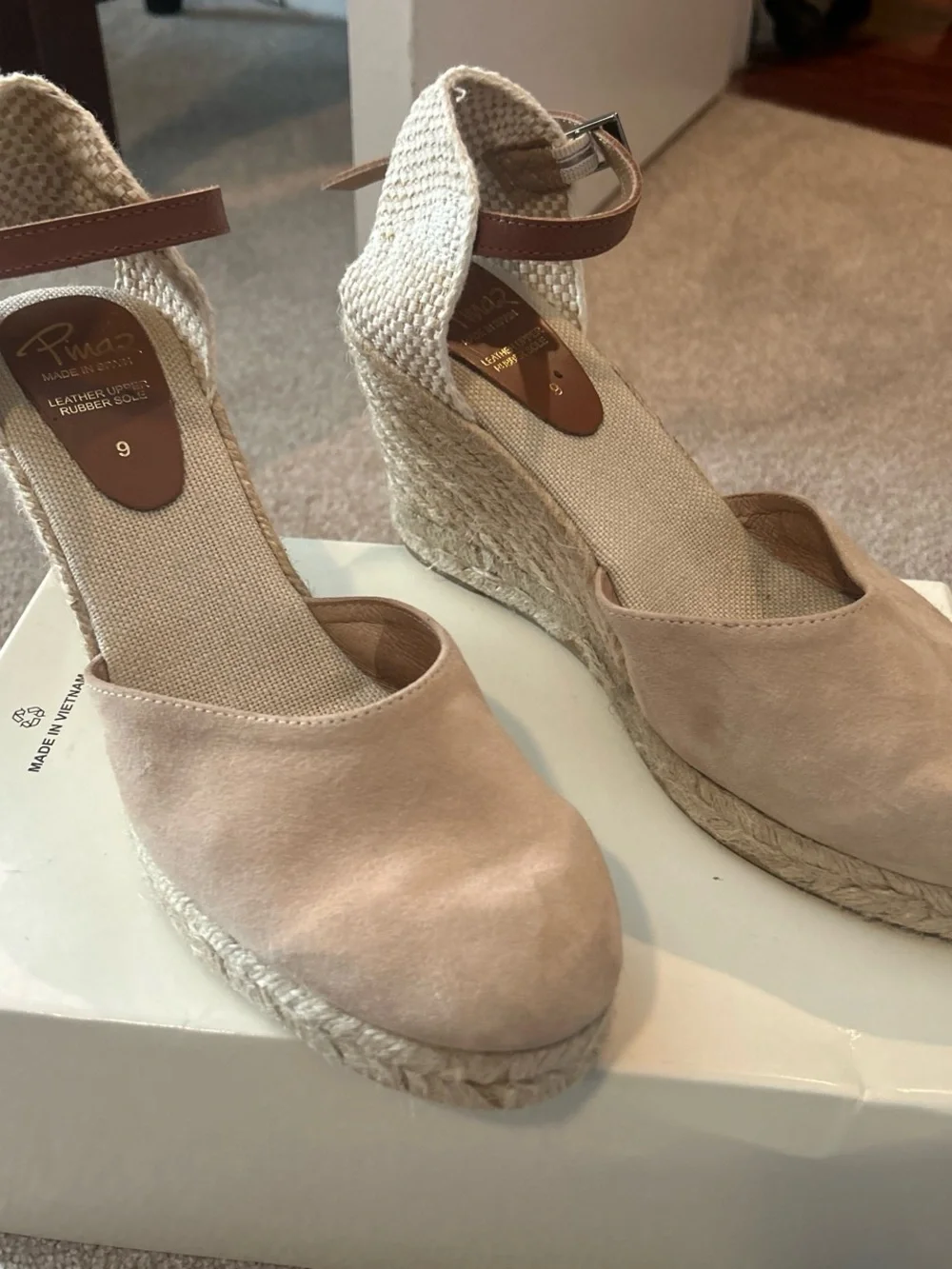 Neutral Espadrille Wedge Sandals - Women